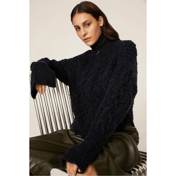 Phillip Lim Women's Black Chunky Knit Zip Up Cardigan Size S - Picture 4 of 9